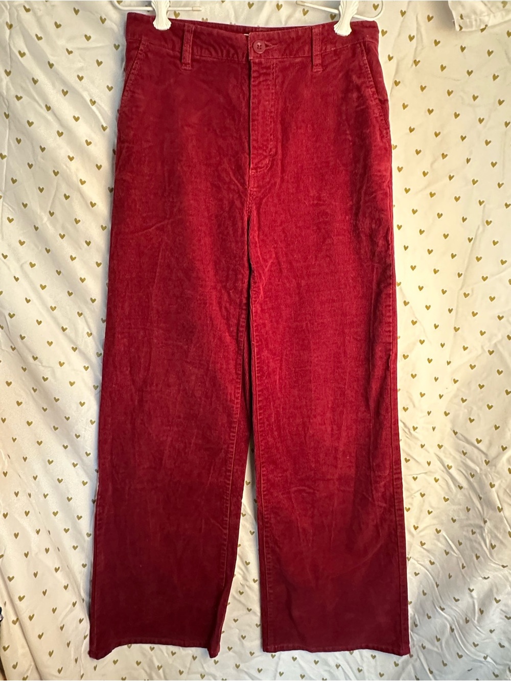 Brixton High-Waisted Burgundy Corduroy Wide Leg Pants - Size 27
